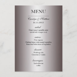 Menu Elegant Classy Silver Wedding