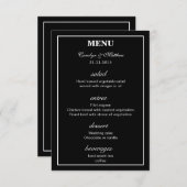 Menu Elegant Classy Simple Black Wedding Kaart (Voorkant / Achterkant)