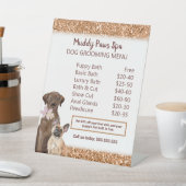 Menu Elegant Copper Glitter Dog Grooming Reclamebord Met Voetstuk (Insitu)