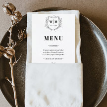 Menu Elegant Crest Monogram Weddenschap