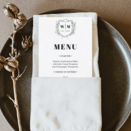 Menu Elegant Crest Monogram Weddenschap