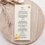 Menu Elegant Daisy Wedding Flat<br><div class="desc">Dit elegante dappere trouwflatmenu is perfect voor je moderne, minimalistische bruiloft. Dit ontwerp is voorzien van zwarte eenvoudige kalligrafie met groen, madeliefje, kosmos bloemen en bijen op een afgebroken witte achtergrond, die past bij uw klassieke bruiloft of minimalistische boho bruiloft in de lente, zomer, herfst. Geef ons alstublieft de vrijheid...</div>