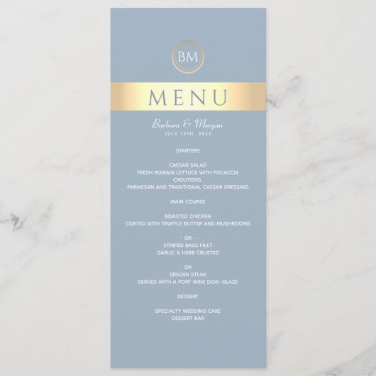 Menu Elegant Dusty Blue Wedding (Voorkant)