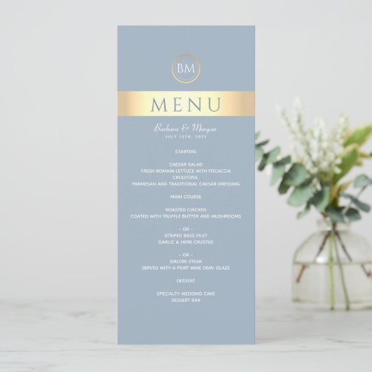 Menu Elegant Dusty Blue Wedding (Staand voorkant)