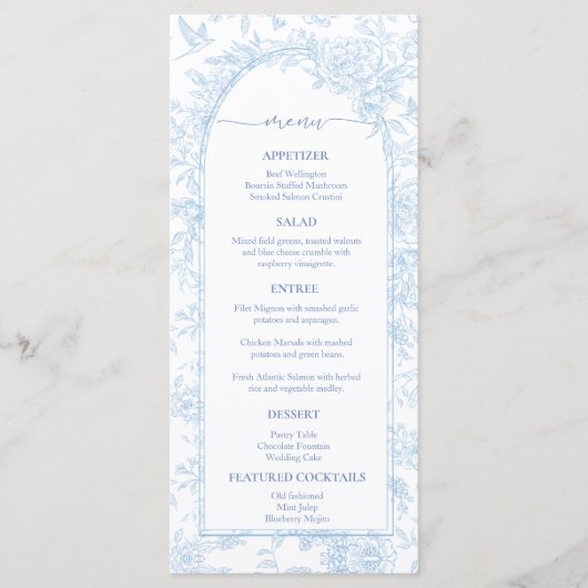 Menu Elegant Dusty Blue Wedding (Voorkant)