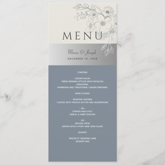 Menu Elegant Dusty Blue Wedding (Voorkant)