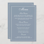 Menu Elegant Dusty Blue White Script Wedding (Voorkant / Achterkant)