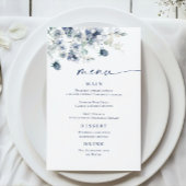 Menu Elegant Dusty Blue Winter Foliage Wedding