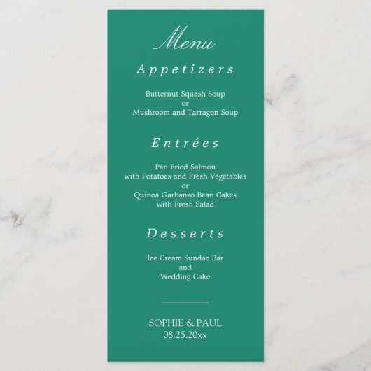 Menu Elegant Emerald Green Wedding (Voorkant)