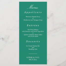 Menu Elegant Emerald Green Wedding