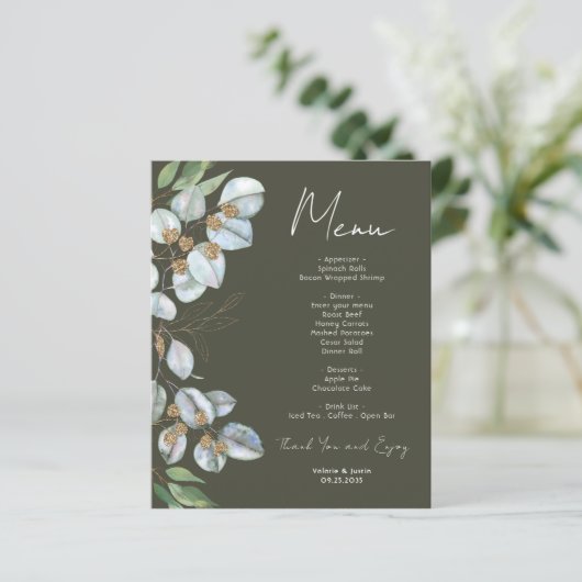 Menu Elegant Eucalyptus Greenery Event (Staand voorkant)