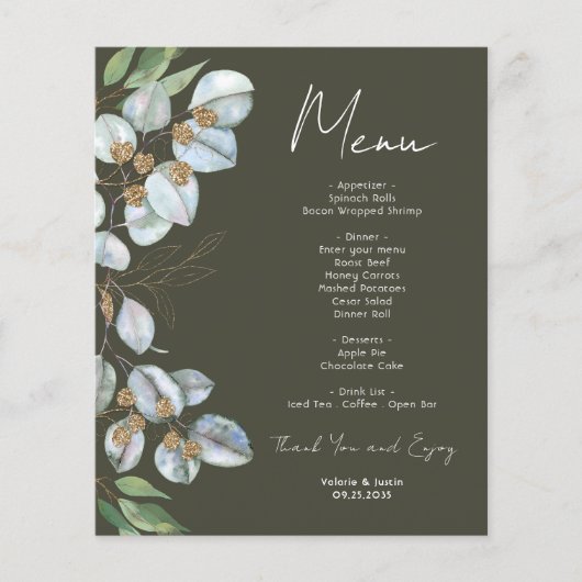 Menu Elegant Eucalyptus Greenery Event (Voorkant)