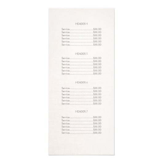 Menu Elegant Faux Silver Sequins Salon Price List (Achterkant)