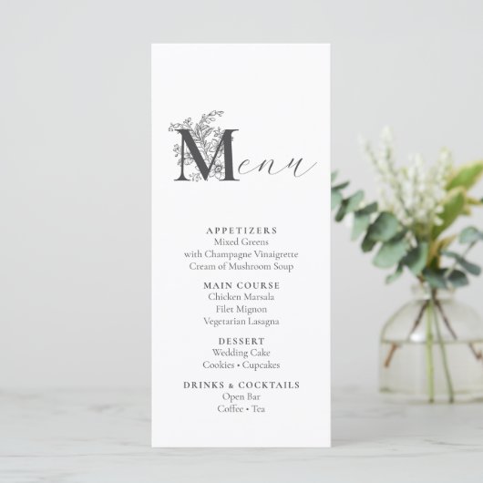 Menu Elegant  Floral (Staand voorkant)