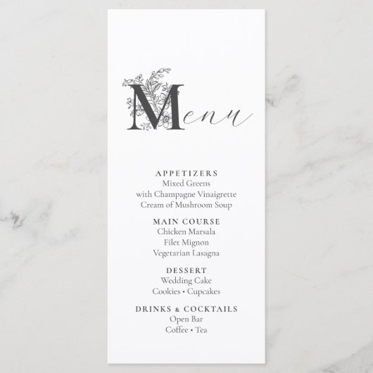 Menu Elegant  Floral (Voorkant)
