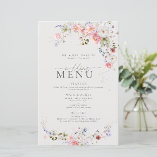 Menu Elegant Floral Wedding (Staand voorkant)
