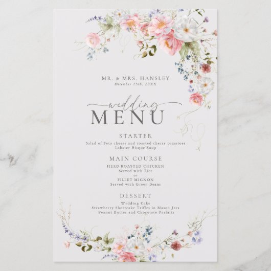 Menu Elegant Floral Wedding (Voorkant)
