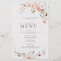 Menu Elegant Floral Wedding