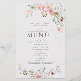 Menu Elegant Floral Wedding