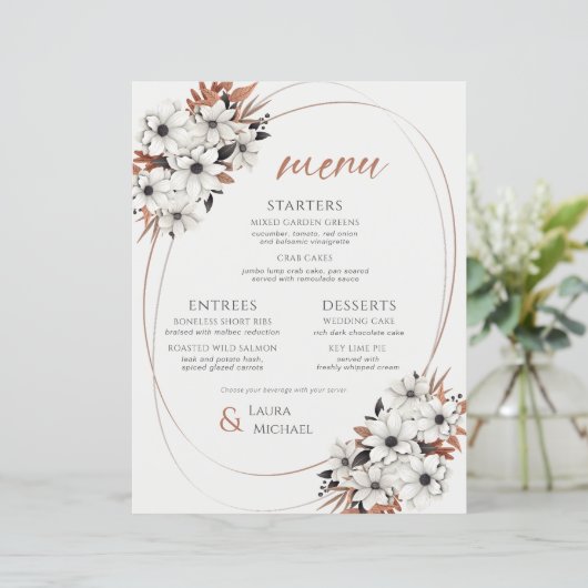 Menu Elegant Floral Wedding (Staand voorkant)
