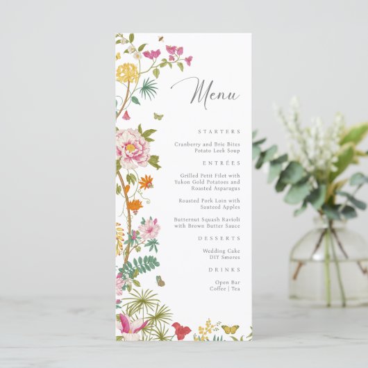 Menu Elegant Floral Wedding (Staand voorkant)
