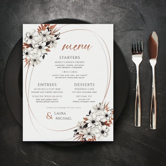 Menu Elegant Floral Wedding
