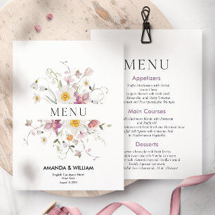 Menu Elegant Floral Wedding Kaart