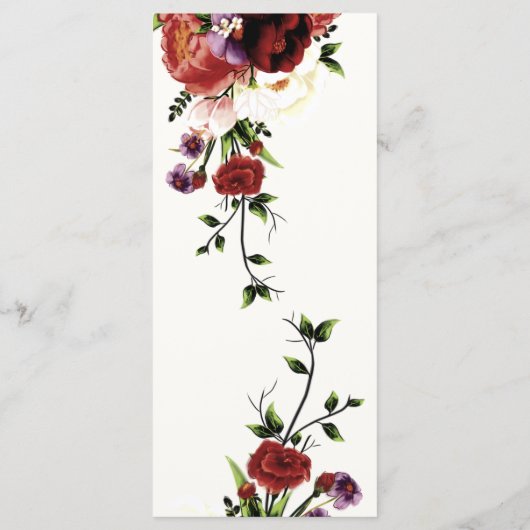 Menu Elegant Floral Winter Fall Wedding (Achterkant)