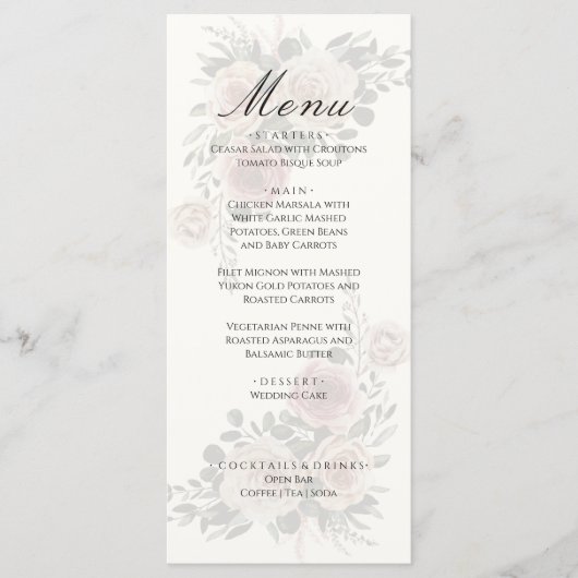 Menu Elegant Floral Winter Fall Wedding (Voorkant)