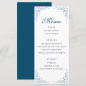 Menu Elegant Flourish Ocean Blue Wedding (Voorkant / Achterkant)