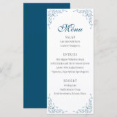 Menu Elegant Flourish Ocean Blue Wedding (Voorkant / Achterkant)