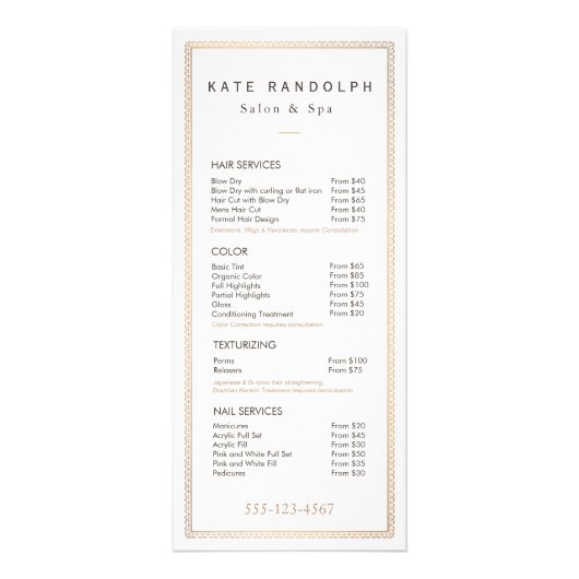Menu Elegant Gold Border Price List (Voorkant)