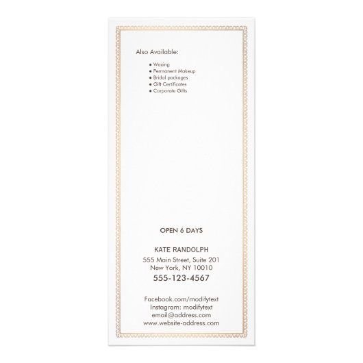 Menu Elegant  Gold Border Price List (Achterkant)