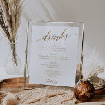 Menu Elegant Gold Calligraphy Drink Sign Poster<br><div class="desc">Dit elegante goudkalligrafiemenusteken is perfect voor een eenvoudige bruiloft. Het neutrale ontwerp is voorzien van een minimalistisch poster met romantische en grillige faux gouden folie-typografie. Personaliseer het teken met de drinken beschikbaar bij uw ontvangst. Opmerking: dit ontwerp is niet voorzien van echte gouden folie. Het is een afbeelding van hoge...</div>