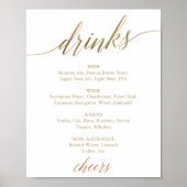 Menu Elegant Gold Calligraphy Drink Sign Poster (Voorkant)