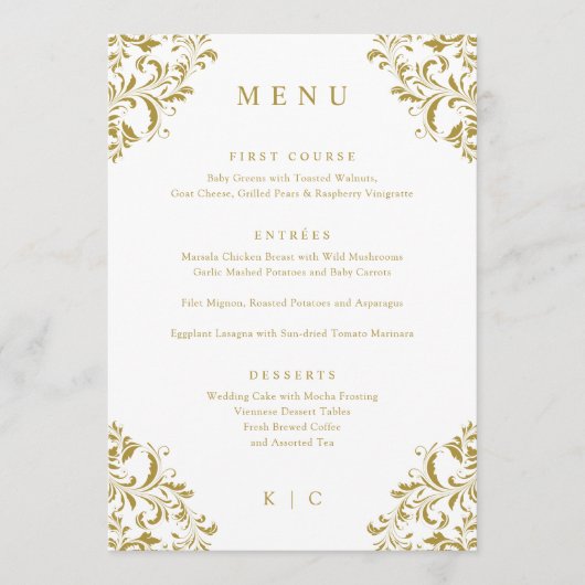 Menu Elegant Gold  Classic Wedding (Voorkant)