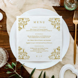 Menu Elegant Gold  Classic Wedding Servet