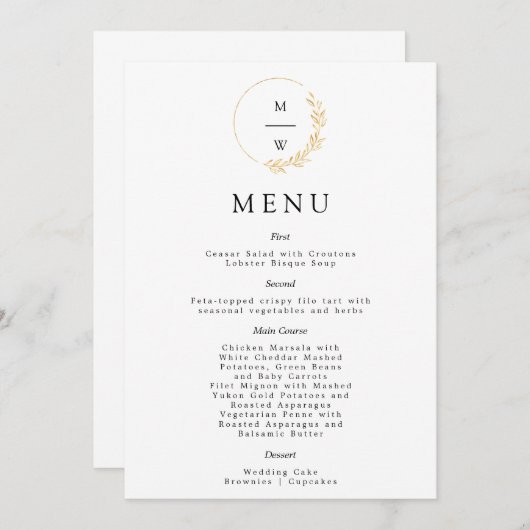 Menu Elegant Gold foil (Voorkant / Achterkant)