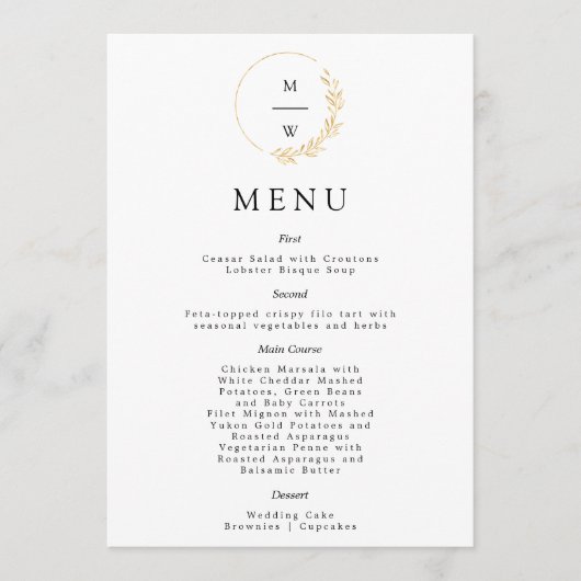 Menu Elegant Gold foil (Voorkant)