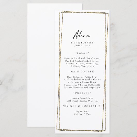 Menu Elegant Gold Geometric Lijst (Voorkant / Achterkant)
