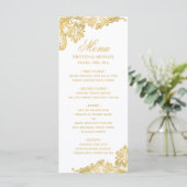Menu Elegant Gold Lace Pattern Wedding (Staand voorkant)