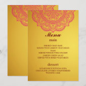 menu Elegant Gold Pink Indian Hindu Wedding Kaart (Voorkant / Achterkant)