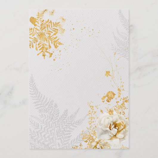 Menu Elegant Gold Script Floral Wedding (Achterkant)