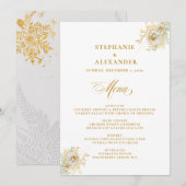 Menu Elegant Gold Script Floral Wedding (Voorkant / Achterkant)