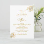 Menu Elegant Gold Script Floral Wedding (Staand voorkant)