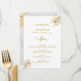 Menu Elegant Gold Script Floral Wedding