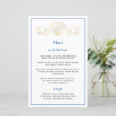 Menu Elegant Gold Seashell Waves Weduwen Reception (Staand voorkant)
