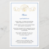 Menu Elegant Gold Seashell Waves Weduwen Reception (Voorkant)