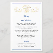 Menu Elegant Gold Seashell Waves Weduwen Reception