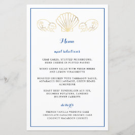 Menu Elegant Gold Seashell Waves Weduwen Reception